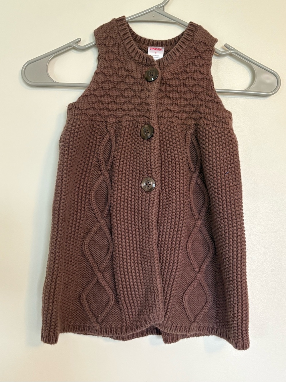 Vintage Gymboree (2006) Brown Cable Knit Sweater Cardigan
